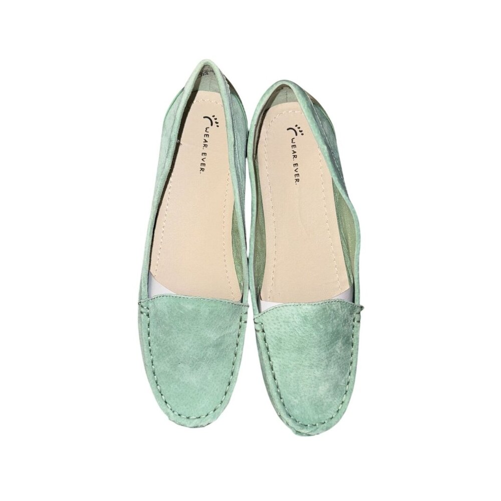 Wear Ever Womens Mint Green Leather & Synthetic Slip-On Loafers Size 8.5
